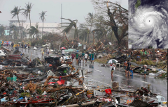 Typhoon Haiyan destruction with storm