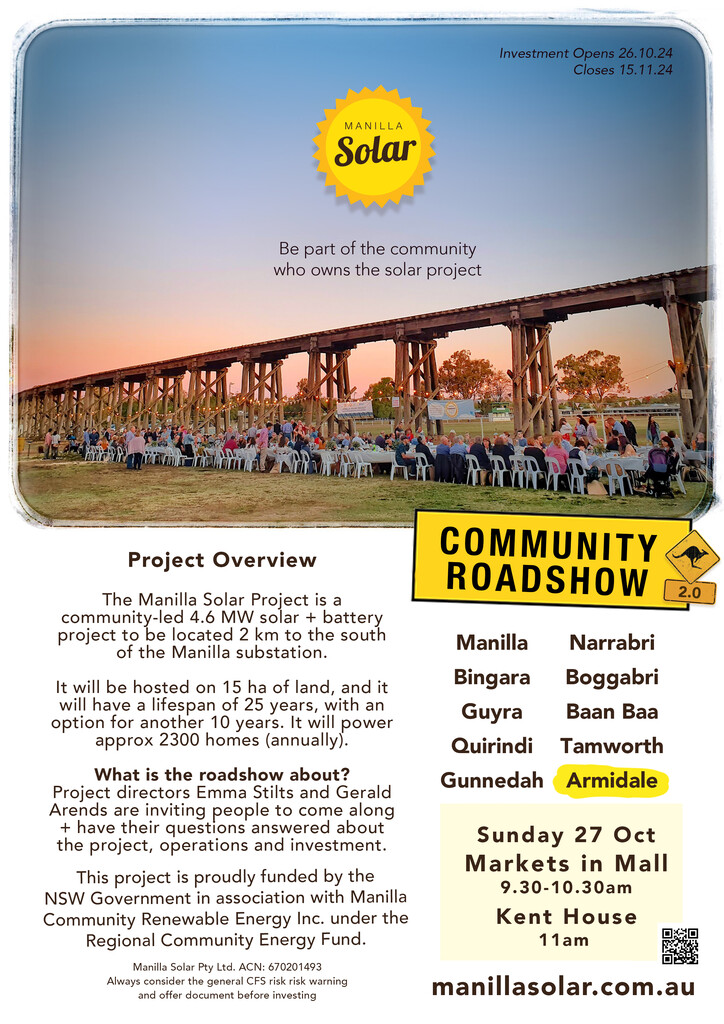 Manilla Solar — Community Roadshow Flyer